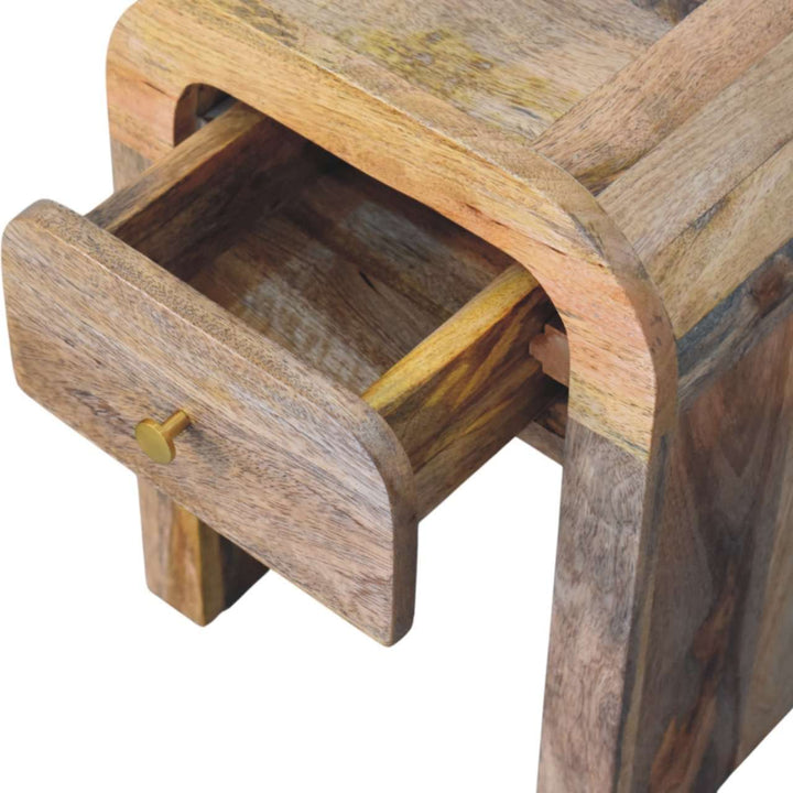 Mini Darcy Oak-ish Nightstand with Curved Edges-Smiddy Furniture
