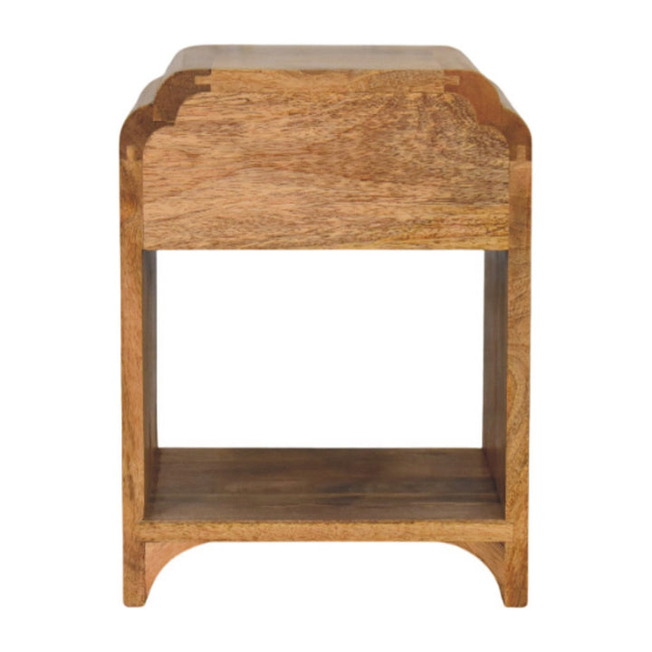 Newton Mini Oak-ish Nightstand with a drawer and open shelf