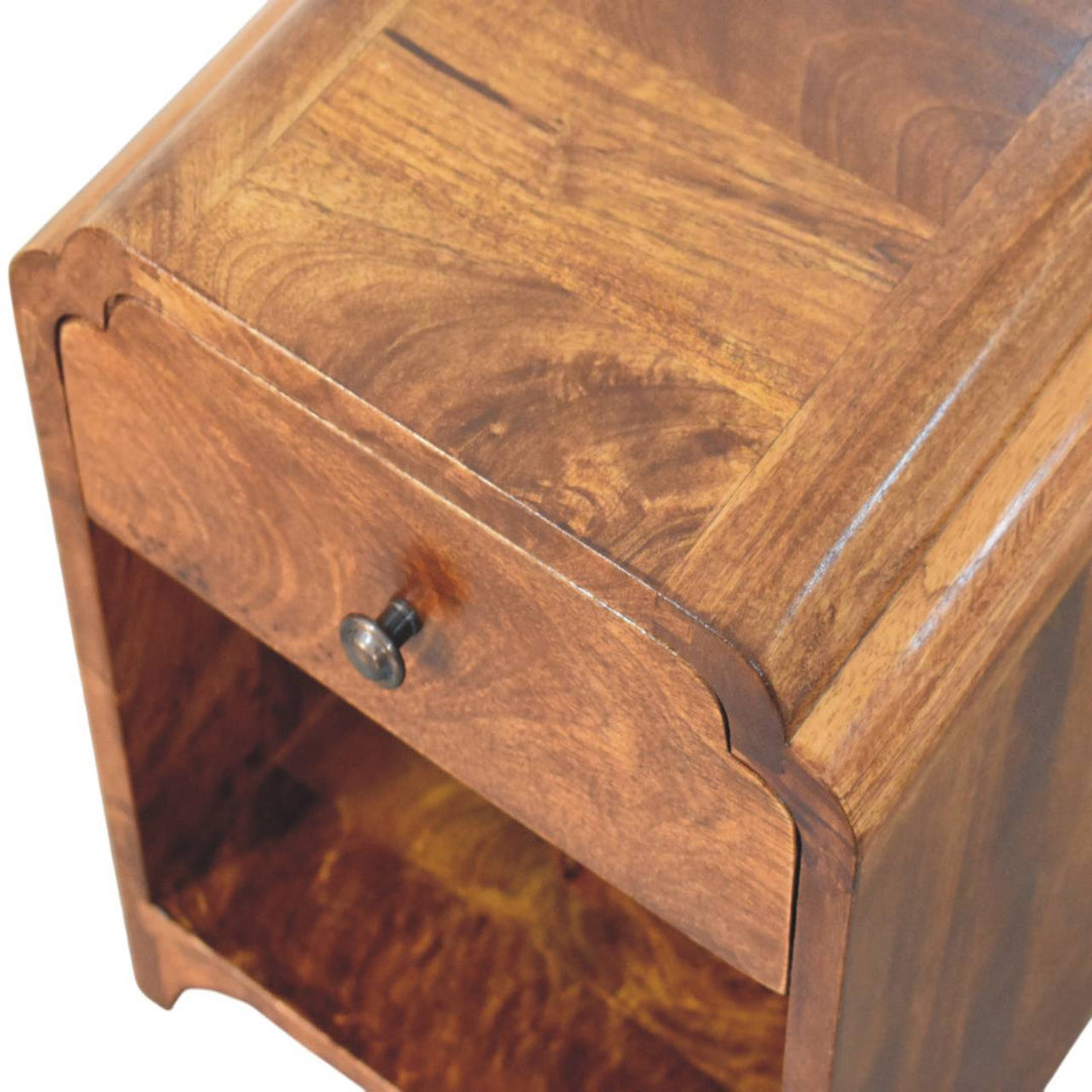 Newton Mini Chestnut Nightstand with a drawer and open shelf