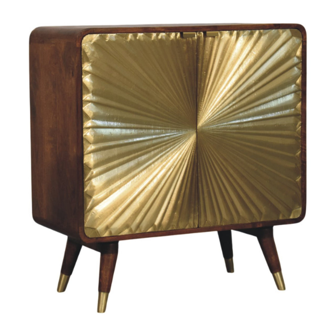 Avora Brass Embossed 2 Door Chestnut Cabinet