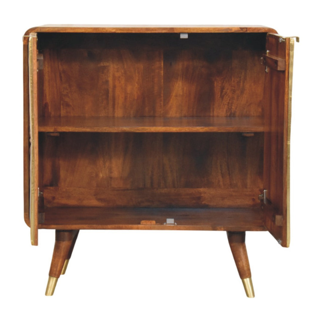Avora Brass Embossed 2 Door Chestnut Cabinet