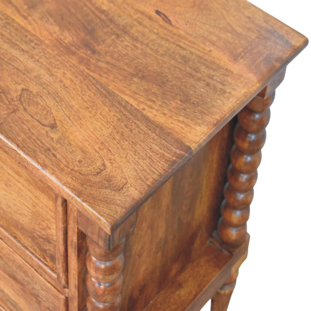 Spindle Leg Amber Oak Nightstand