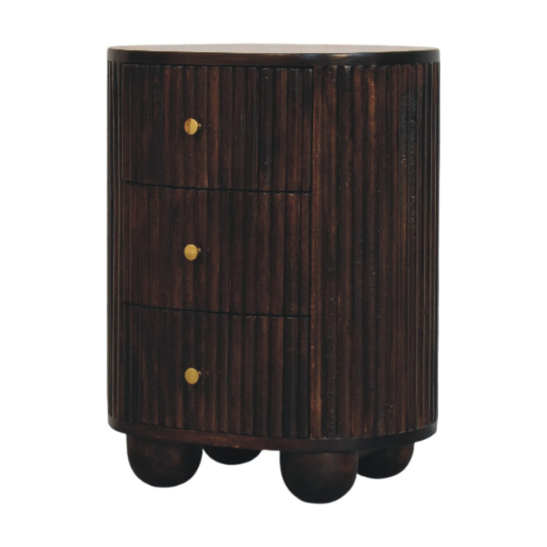 Curved Fluted 3-Drawer Bedside