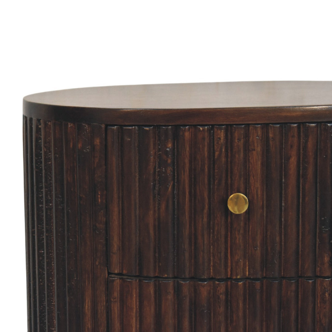 Curved Fluted 3-Drawer Bedside