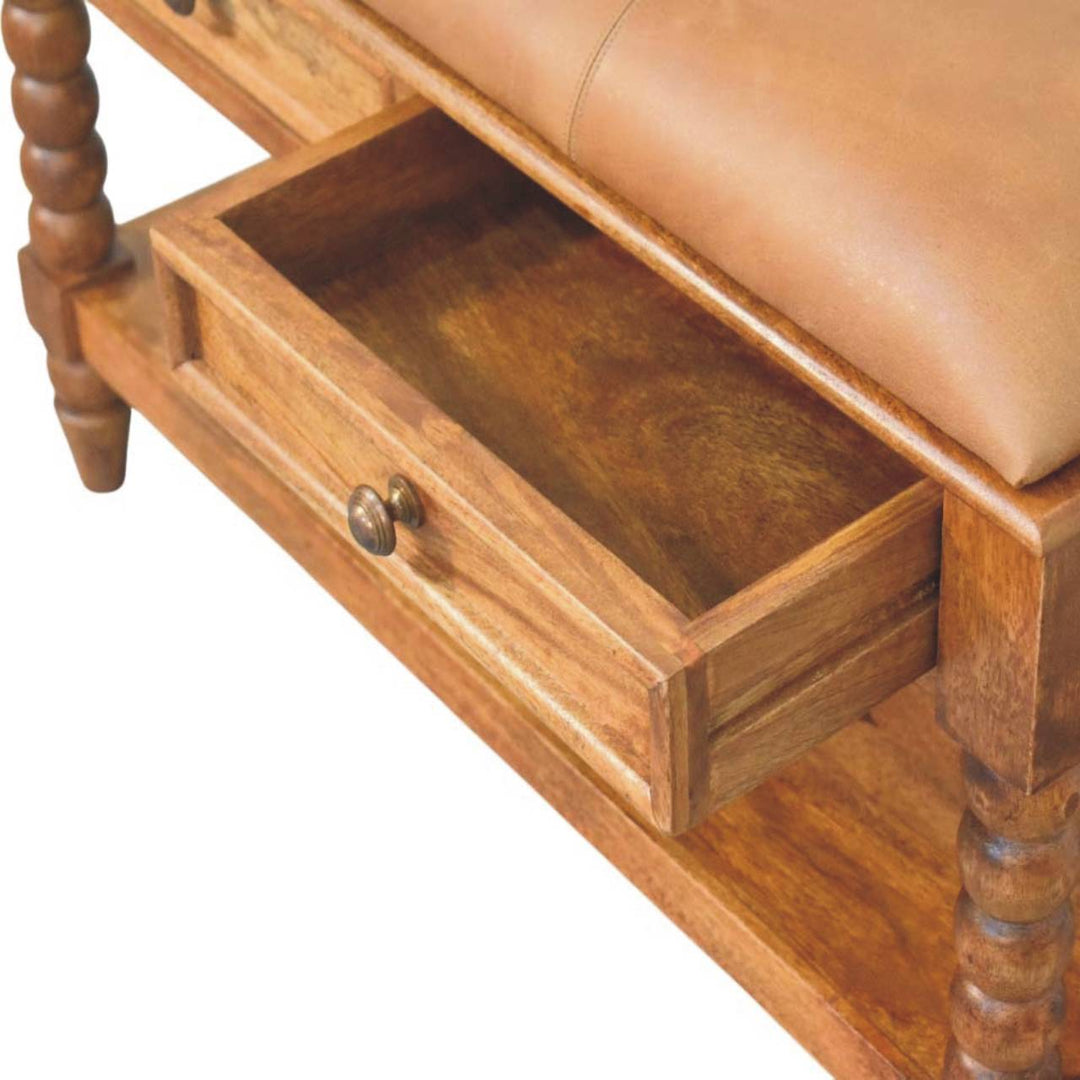 Leather Spindle Bench