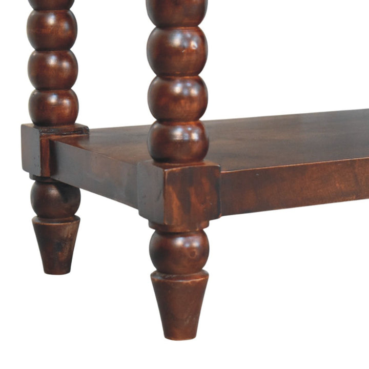 Spindle Winewood Leather Bench