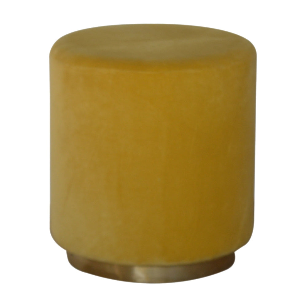 IN818 - Mustard Velvet Footstool with Gold Base - Smiddy Furniture