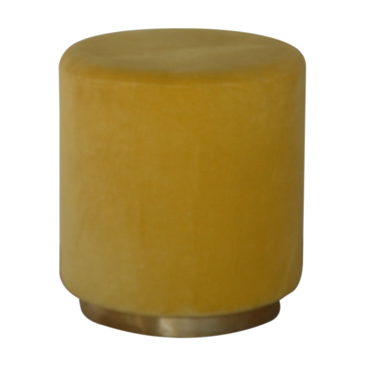IN818 - Mustard Velvet Footstool with Gold Base - Smiddy Furniture
