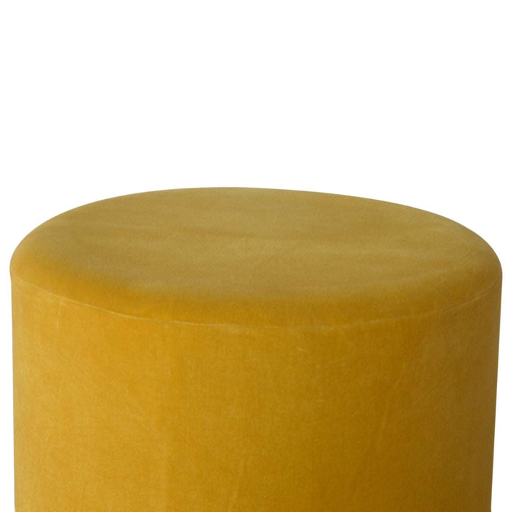 IN818 - Mustard Velvet Footstool with Gold Base - Smiddy Furniture