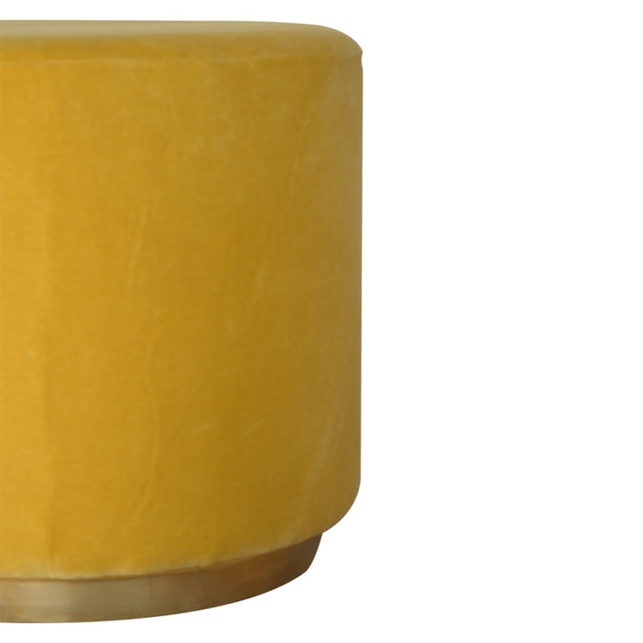 IN818 - Mustard Velvet Footstool with Gold Base - Smiddy Furniture