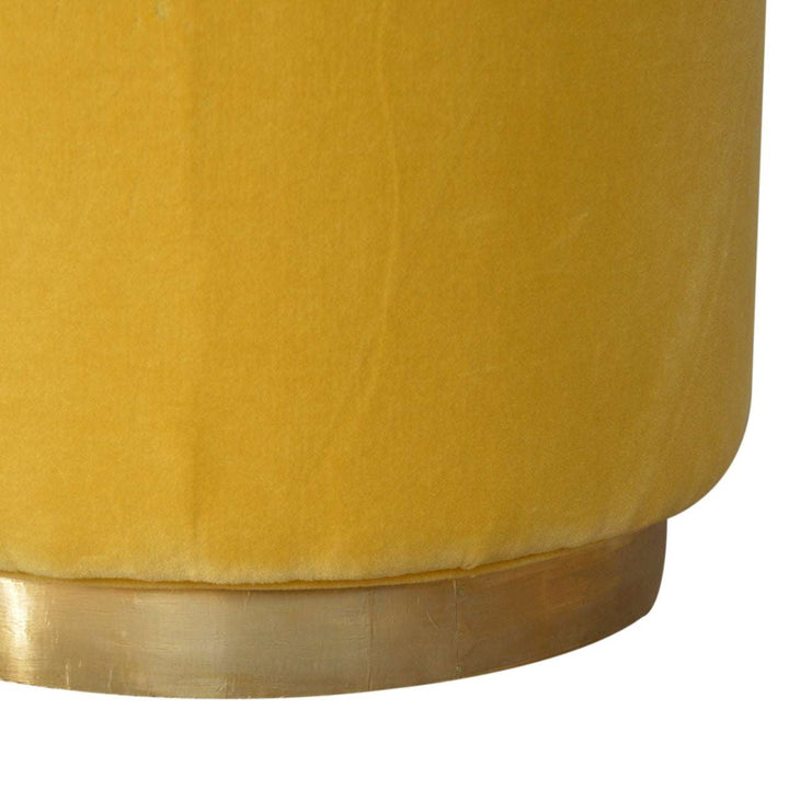 IN818 - Mustard Velvet Footstool with Gold Base - Smiddy Furniture