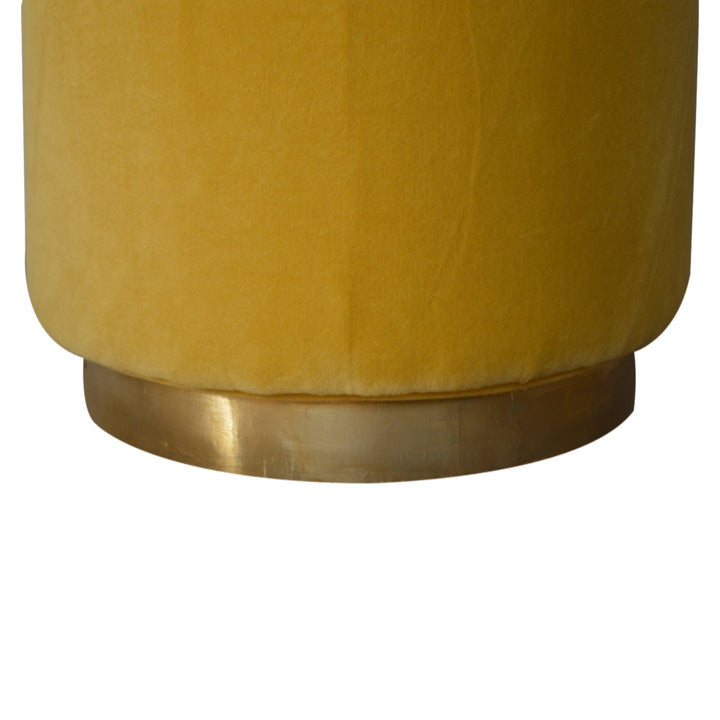IN818 - Mustard Velvet Footstool with Gold Base - Smiddy Furniture