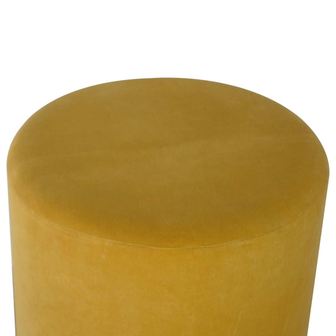 IN818 - Mustard Velvet Footstool with Gold Base - Smiddy Furniture
