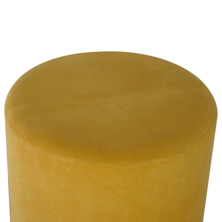 IN818 - Mustard Velvet Footstool with Gold Base - Smiddy Furniture