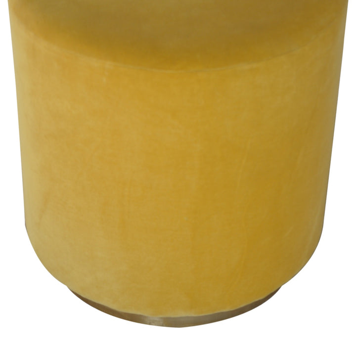 IN818 - Mustard Velvet Footstool with Gold Base - Smiddy Furniture