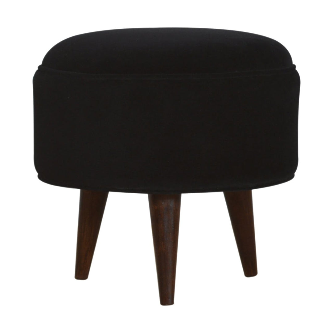 Black Velvet Nordic Style Footstool - Smiddy Furniture