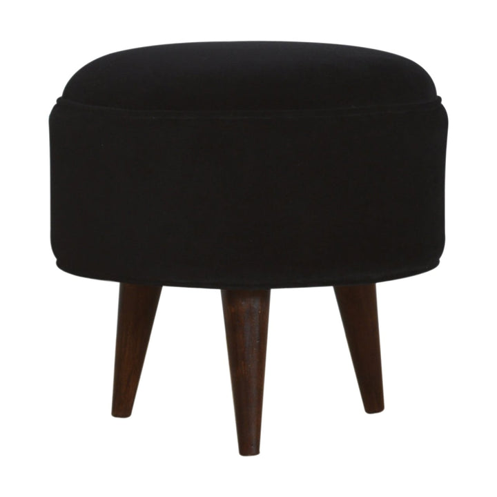 Black Velvet Nordic Style Footstool - Smiddy Furniture