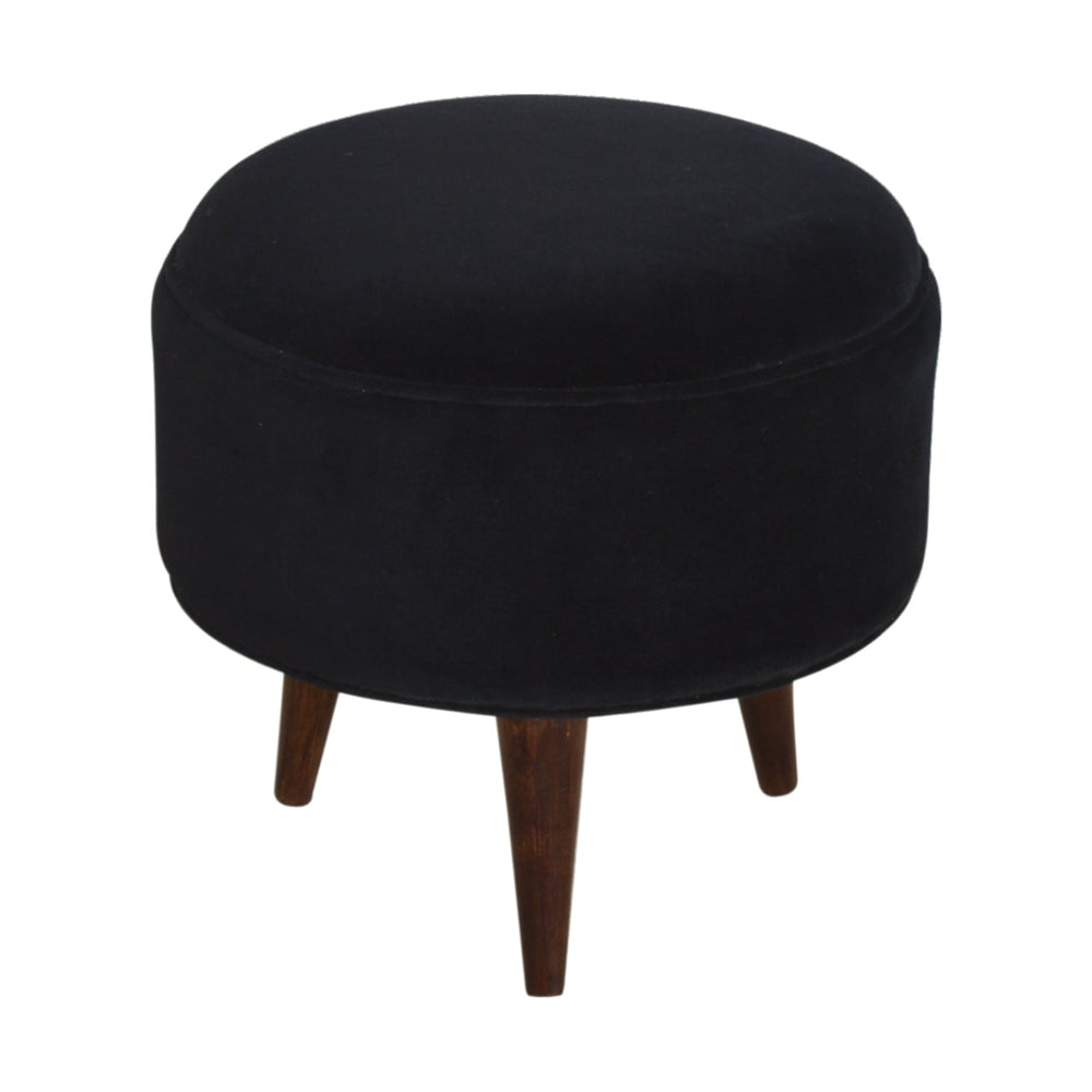 Black Velvet Nordic Style Footstool - Smiddy Furniture