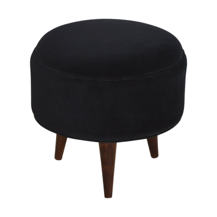 Black Velvet Nordic Style Footstool - Smiddy Furniture