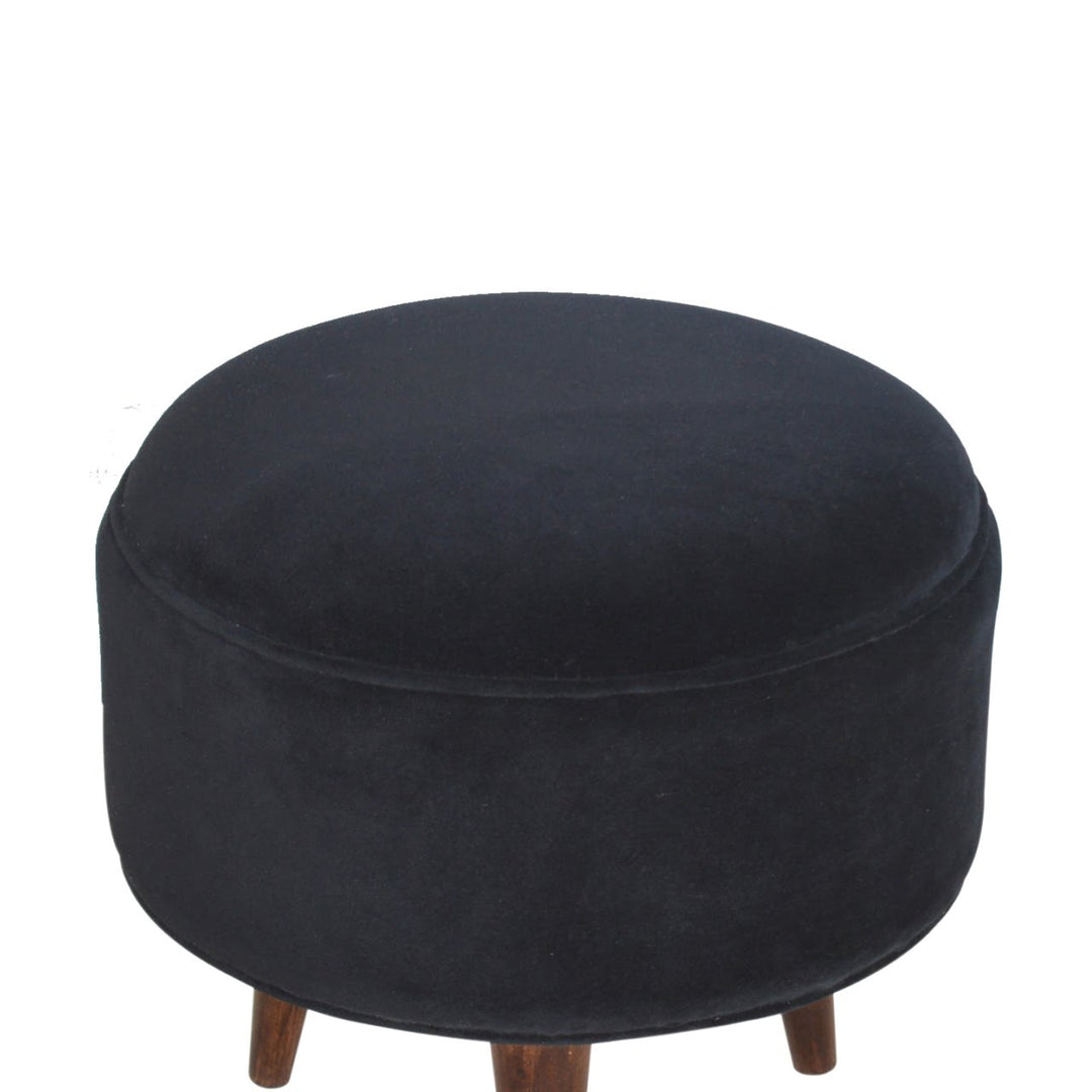 Black Velvet Nordic Style Footstool - Smiddy Furniture