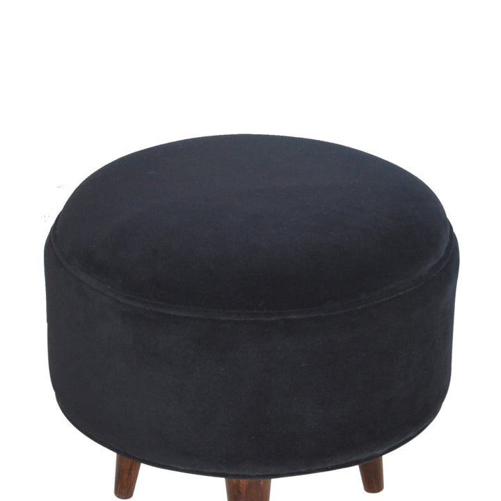 Black Velvet Nordic Style Footstool - Smiddy Furniture