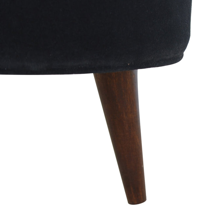 Black Velvet Nordic Style Footstool - Smiddy Furniture