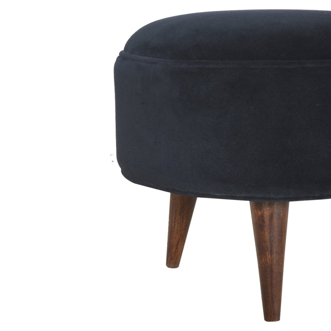 Black Velvet Nordic Style Footstool - Smiddy Furniture