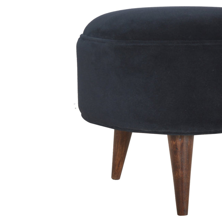 Black Velvet Nordic Style Footstool - Smiddy Furniture
