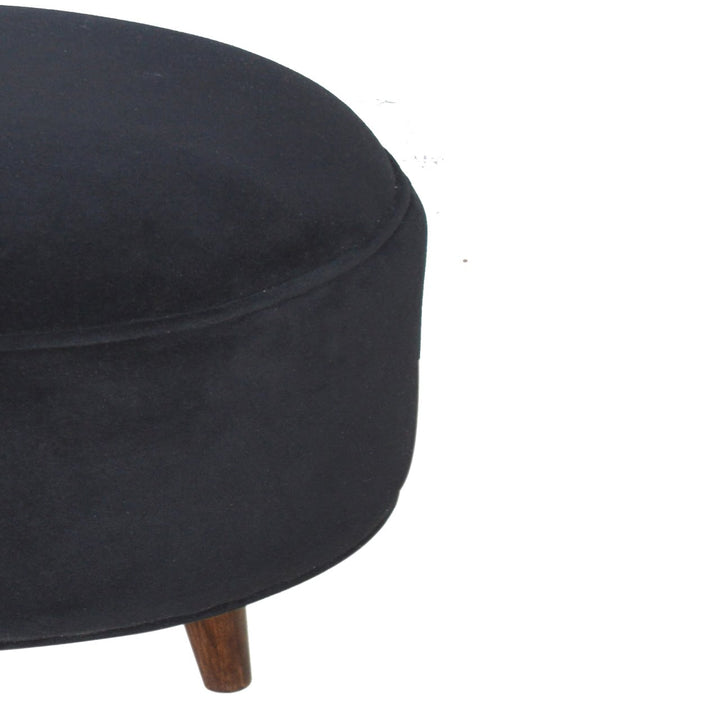 Black Velvet Nordic Style Footstool - Smiddy Furniture