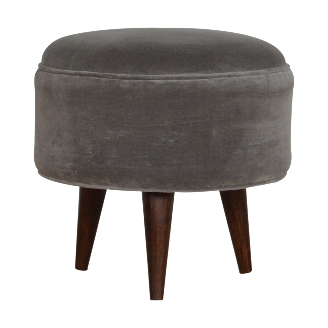 Grey Velvet Nordic Style Footstool-Smiddy Furniture
