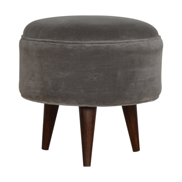Grey Velvet Nordic Style Footstool-Smiddy Furniture