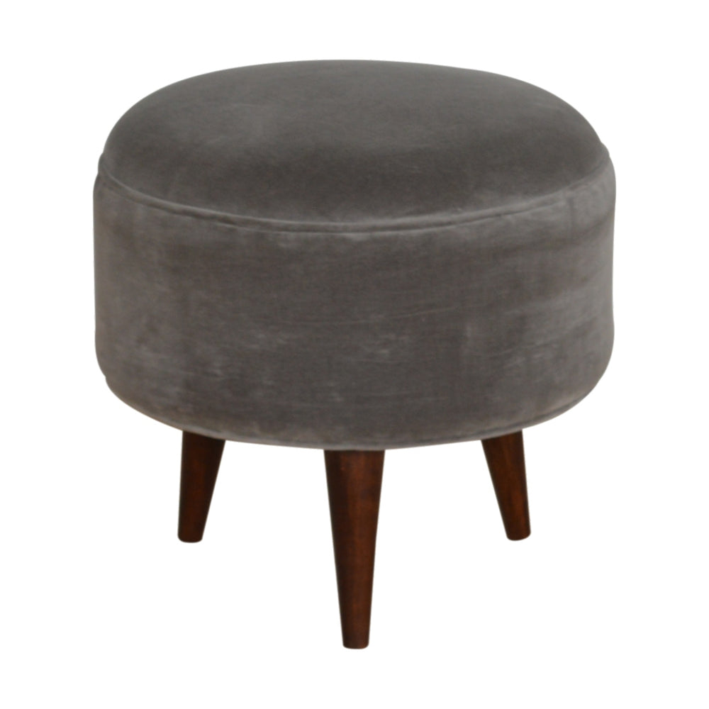 Grey Velvet Nordic Style Footstool-Smiddy Furniture
