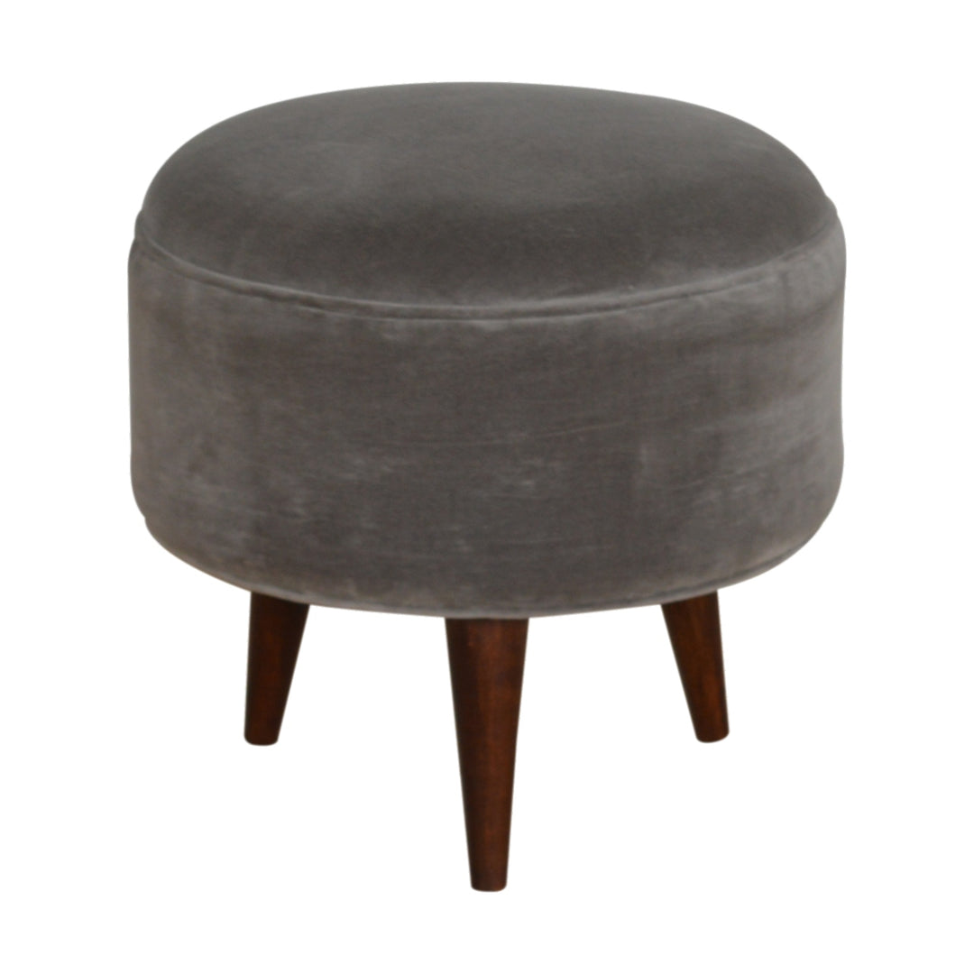 Grey Velvet Nordic Style Footstool-Smiddy Furniture