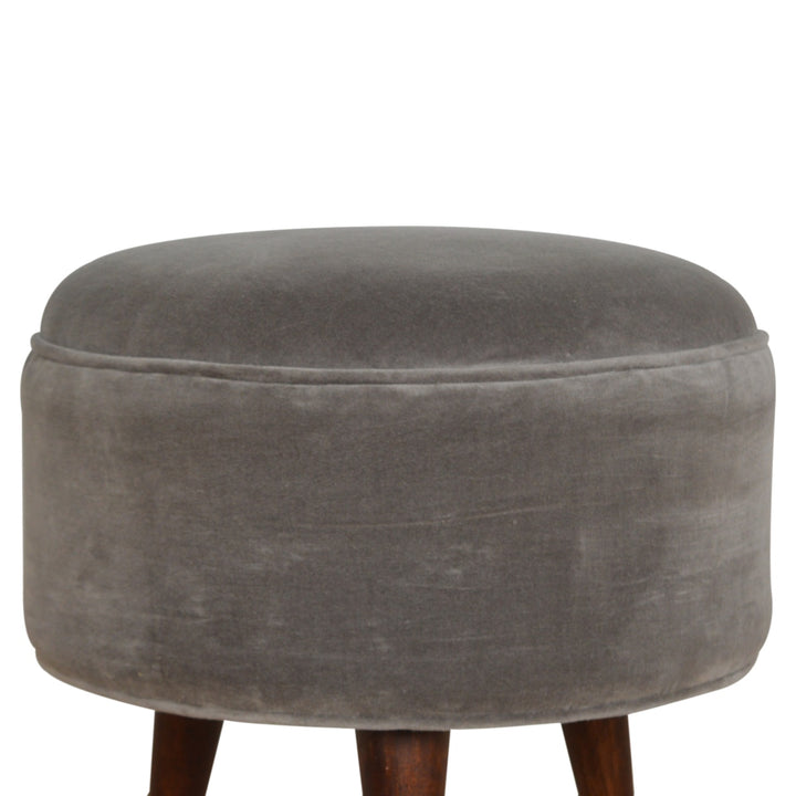 Grey Velvet Nordic Style Footstool-Smiddy Furniture