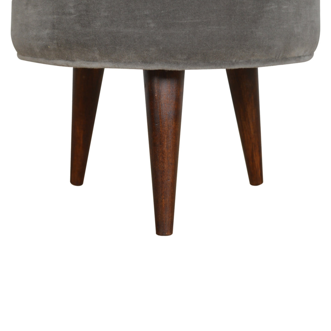 Grey Velvet Nordic Style Footstool-Smiddy Furniture