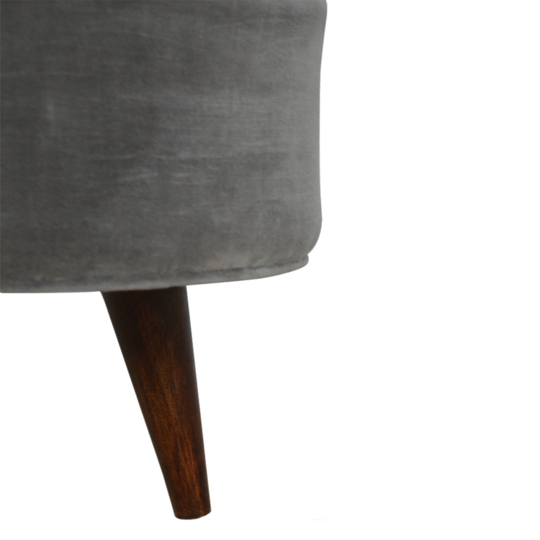 Grey Velvet Nordic Style Footstool-Smiddy Furniture