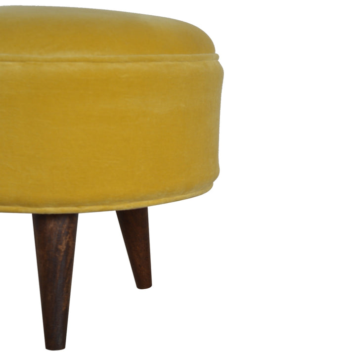 Mustard Velvet Nordic Footstool - Smiddy Furniture