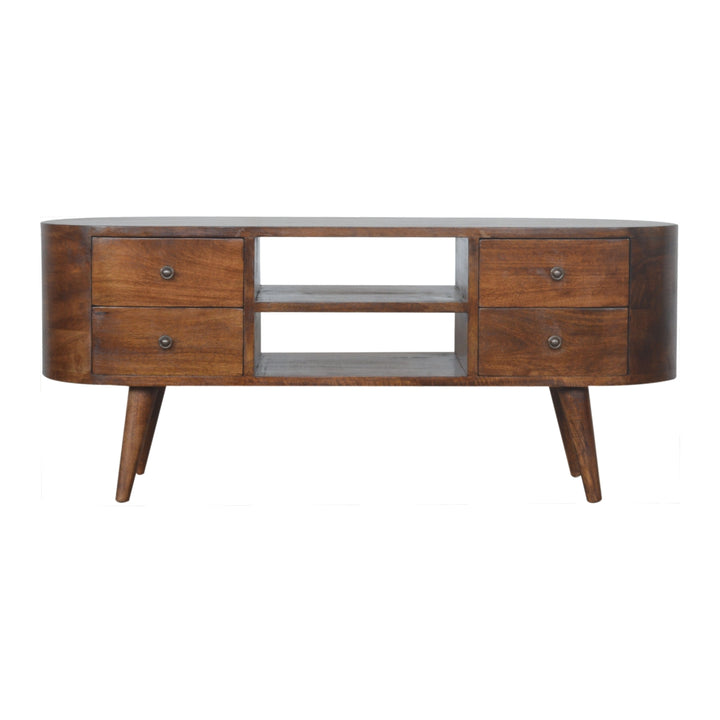 Chestnut Rounded Entertainment Unit-Smiddy Furniture
