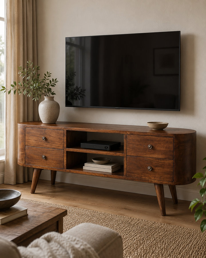 Chestnut Rounded Entertainment Unit