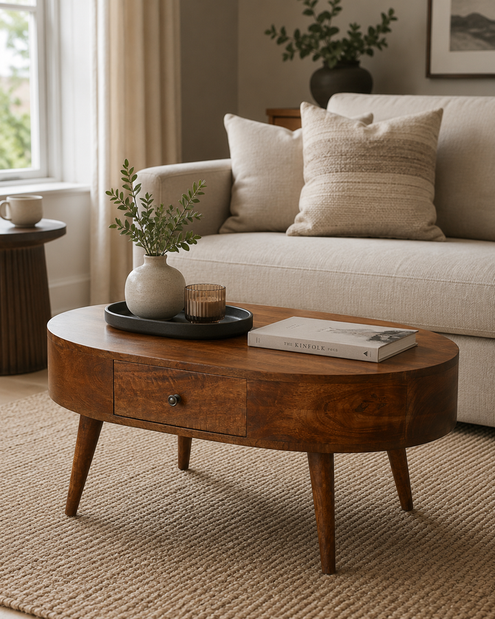 Chestnut Rounded Coffee Table