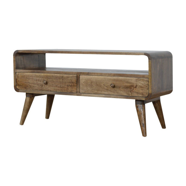 Curved Grey Washed Media Unit - Smiddy Furniture
