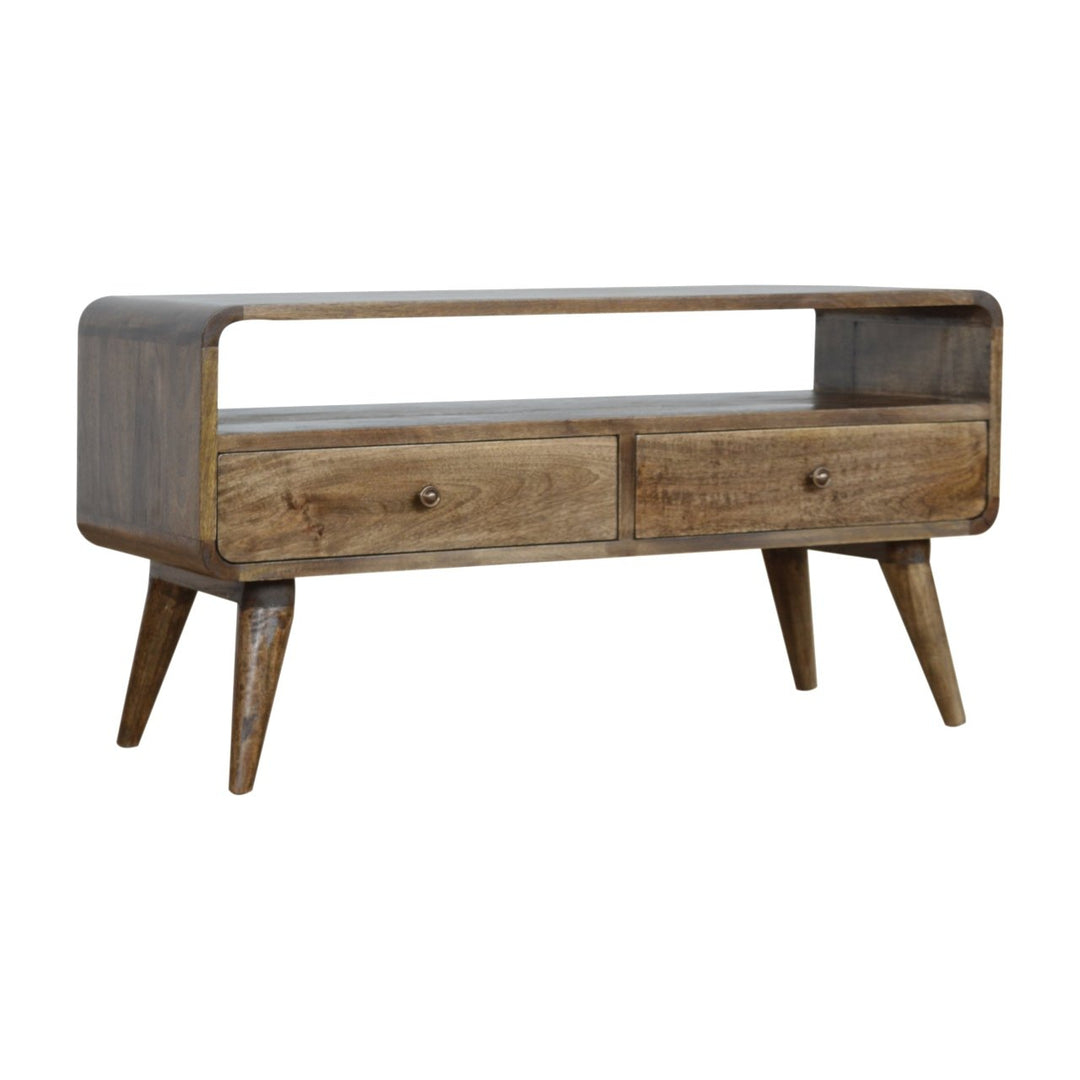 Curved Grey Washed Media Unit - Smiddy Furniture