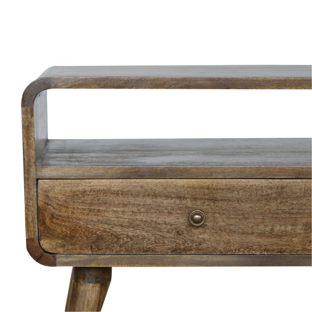 Curved Grey Washed Media Unit - Smiddy Furniture