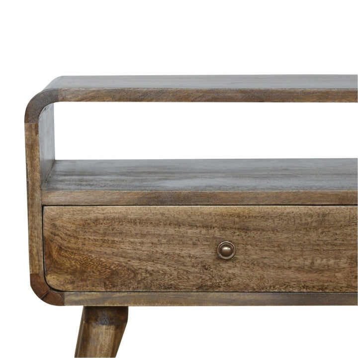 Curved Grey Washed Media Unit - Smiddy Furniture