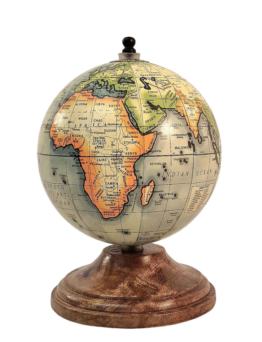 5 Inch World Globe on Mango Wood Stand - Geko Products