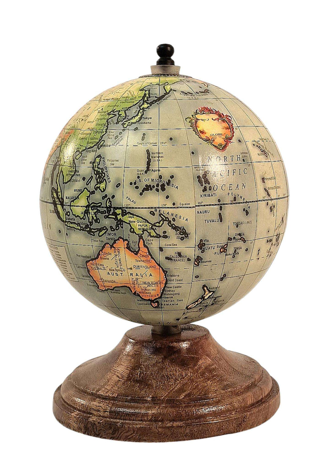 5 Inch World Globe on Mango Wood Stand - Geko Products