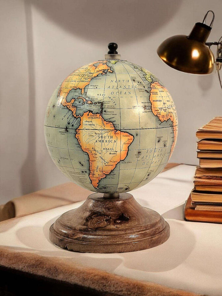 5 Inch World Globe on Mango Wood Stand - Geko Products