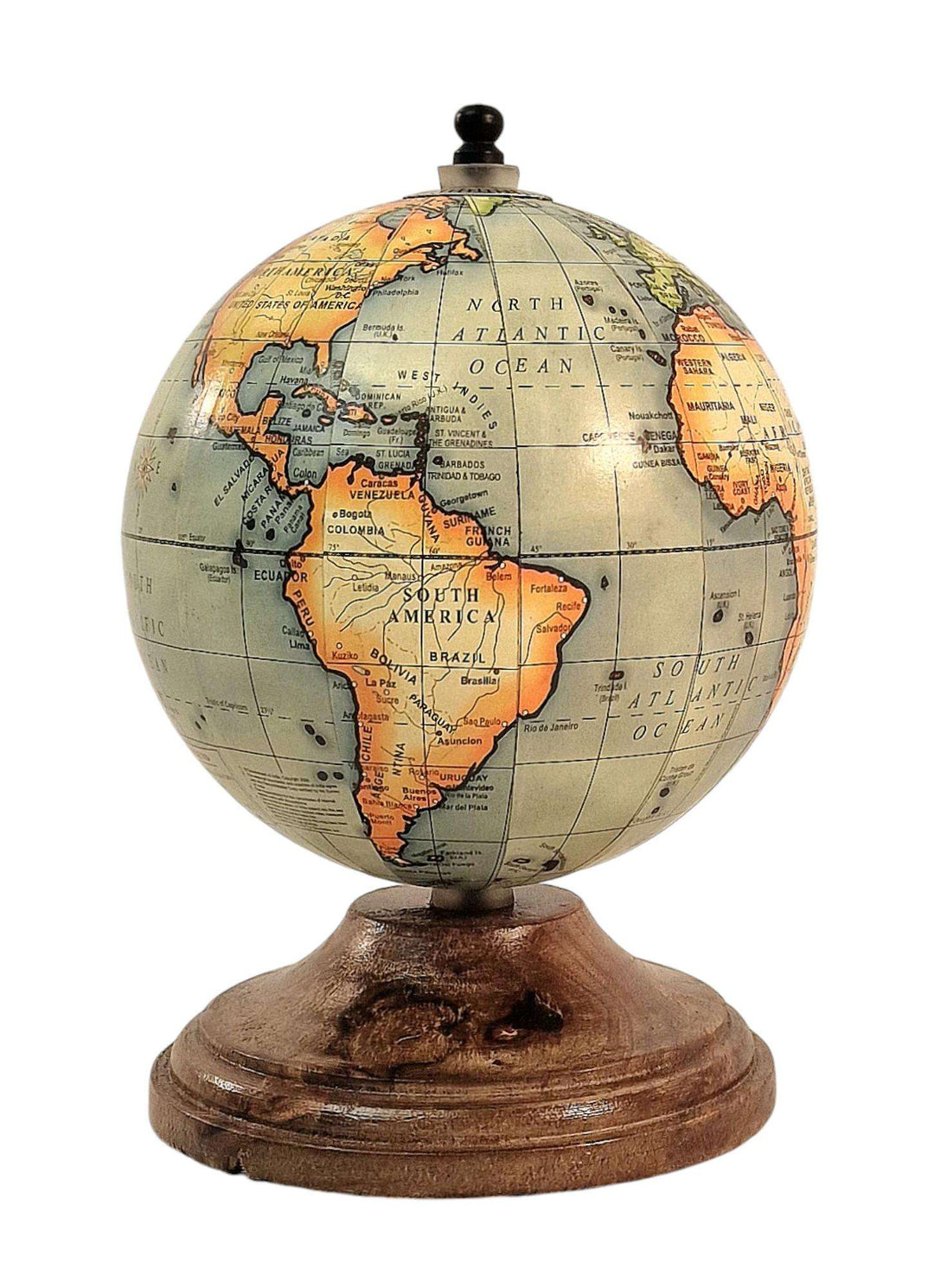 5 Inch World Globe on Mango Wood Stand - Geko Products