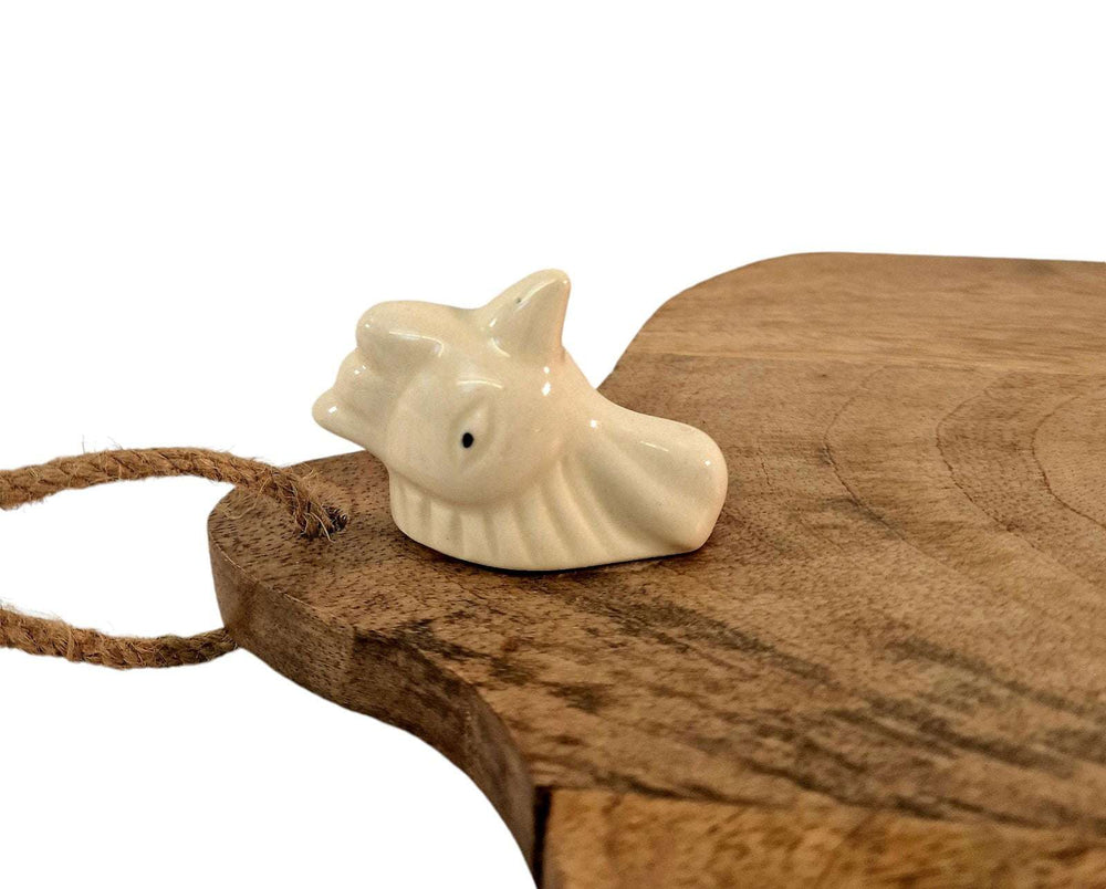 Large Mango Wood Chopping Board with Ceramic Chicken Head - Geko Products