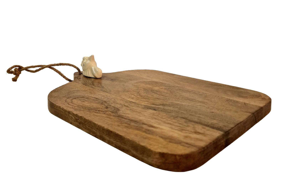 Small Mango Wood Chopping Board with Ceramic Chicken Head - Geko Products